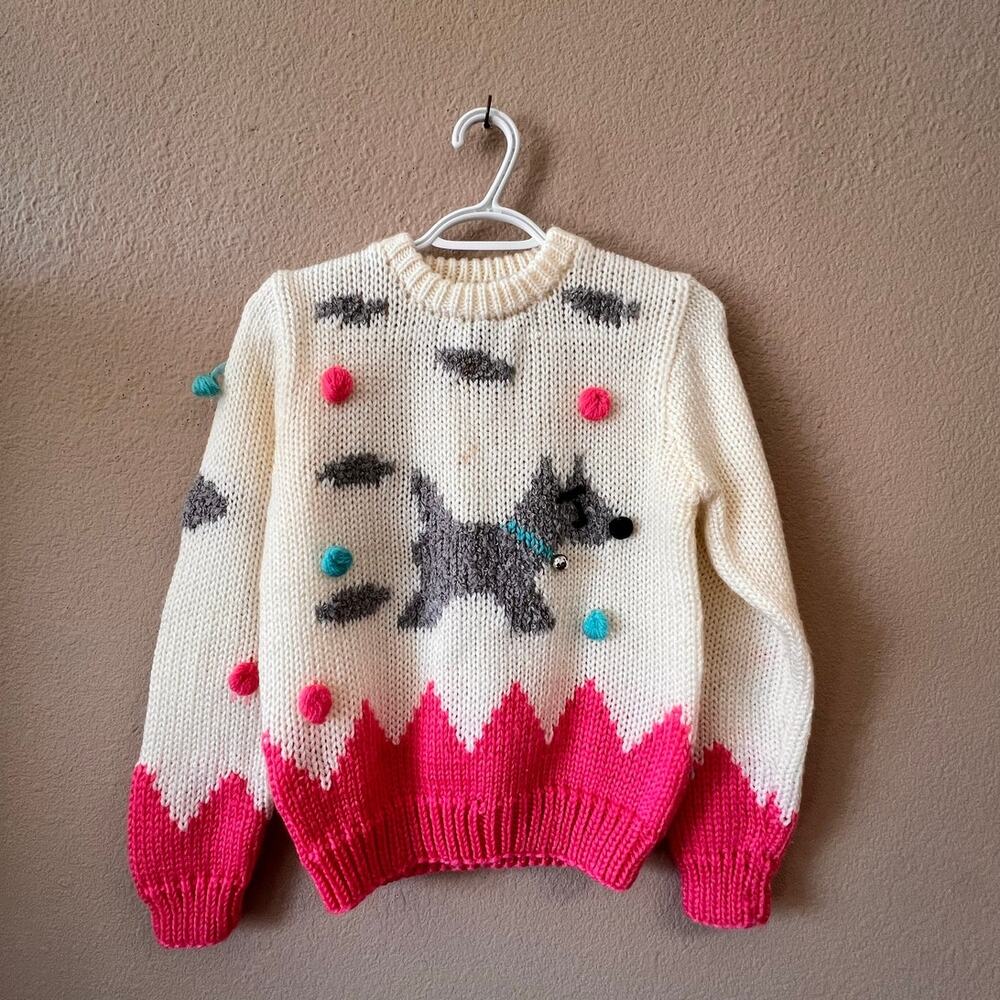 Vintage 80's Helium knit puppy chunky sweater size S